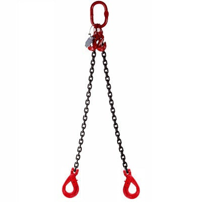 2 Leg 2.12 tonne 7mm Lifting Chain Sling with choice of length and hooks