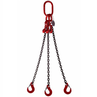 3 Leg 4.25 tonne 8mm Lifting Chain Sling with choice of length and hooks