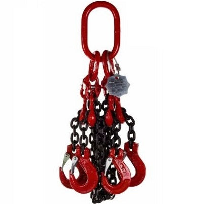 4 Leg 11.2tonne 13mm Lifting Chain Sling with choice of length and hooks