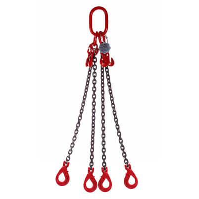 4 Leg 4.25 tonne 8mm Lifting Chain Sling with choice of length and hooks